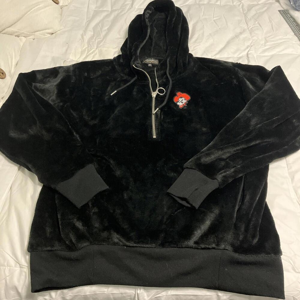 Oklahoma State OSU Cowboys Women's Half-Zip Hoodie Black Size Medium